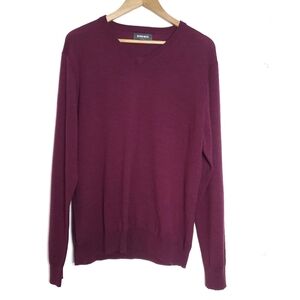 Bonobos Mens Slim Fit Sweater Extra Fine Merino Wool Size XL Burgundy Preppy Top